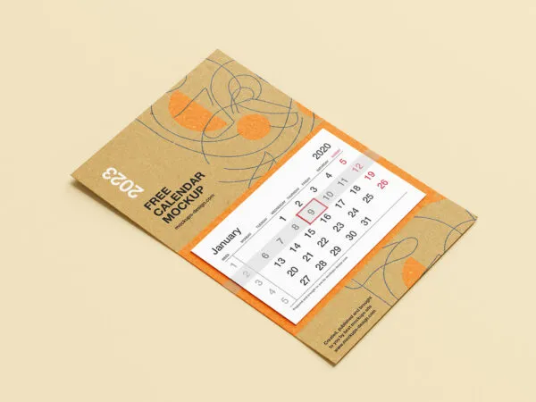 2 Mockups of Open Kraft Wall Calendar 1