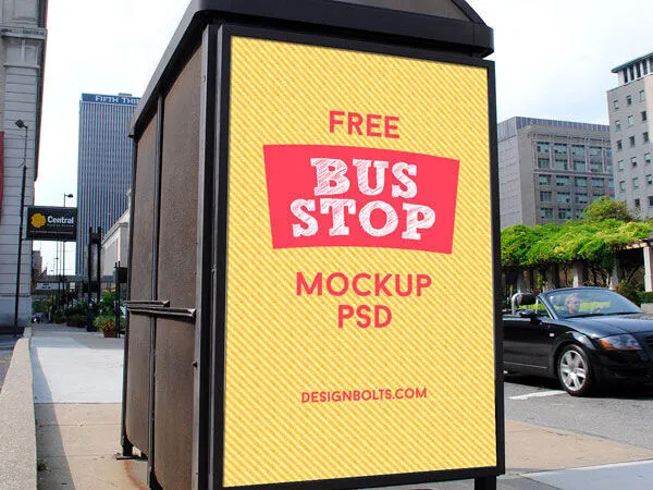 2 Mockups of Outdoor Billboard Advertising Bus Shelters 1
