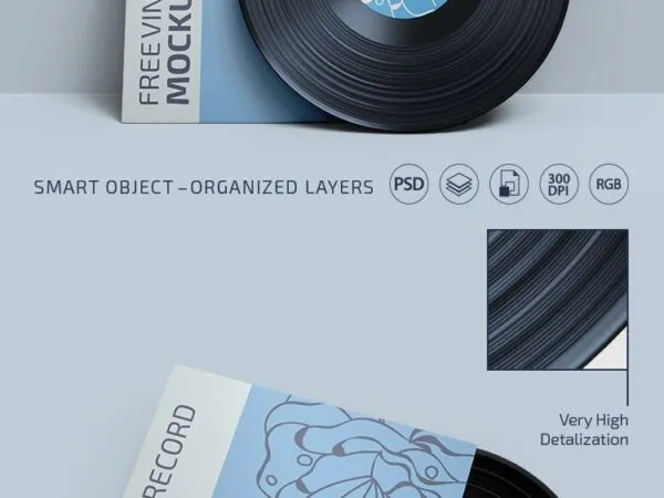 2 Mockups of Photorealistic Vinyl Record 1