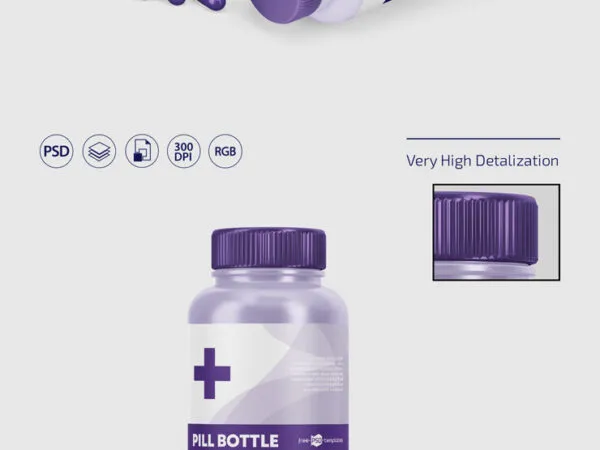 2 Mockups of Pill Bottles Set with Screw Caps 1