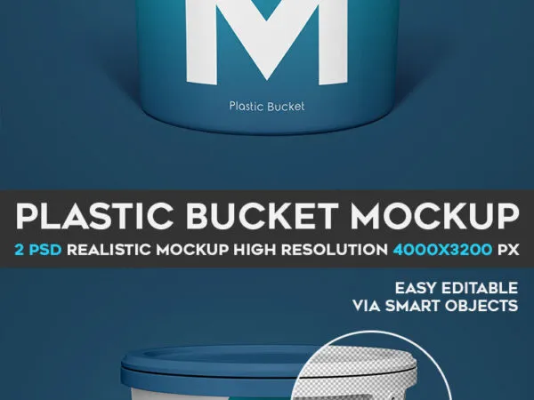 2 Mockups of Plastic Bucket with Lid and Metal Handle 1
