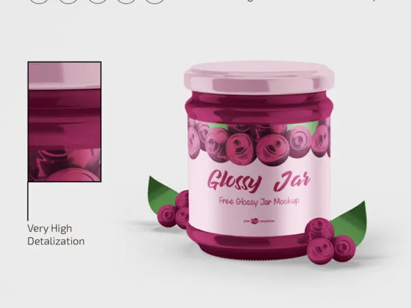 2 Mockups of Small Glossy Jars Packaging Set 1