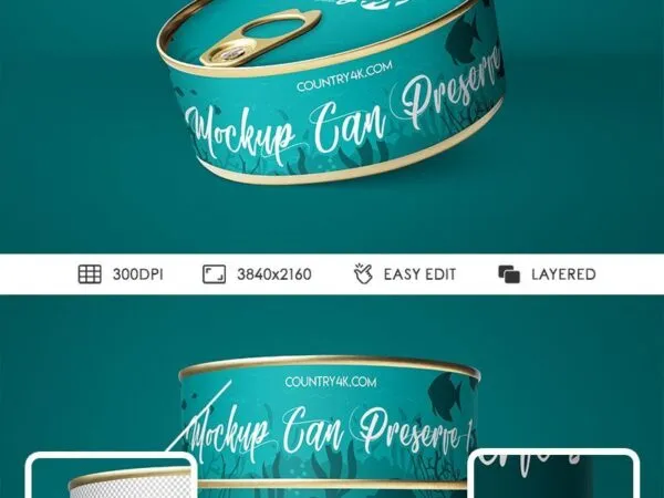 2 Mockups of Tuna Can Preserve from Different Angles 1