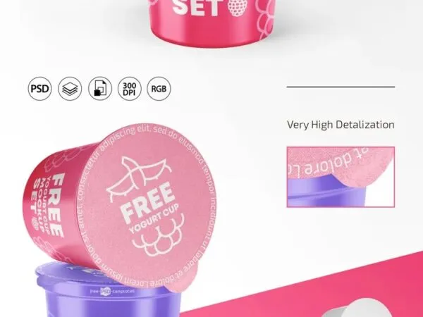2 Mockups of Yogurt Cups in Different Views 1