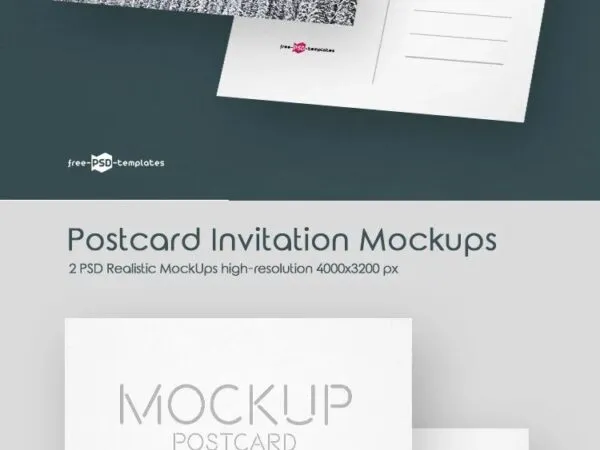 2 Mockups of a Pair of Postcards in Different Views 1