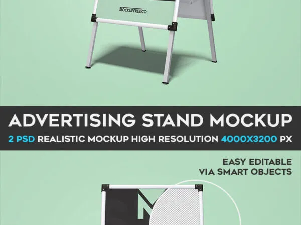 2 Mockups of an Advertising Stand in Two Different Views 1