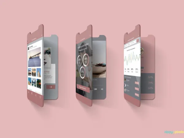 2 Mockups of iPhone Multiscreen in Front View 1