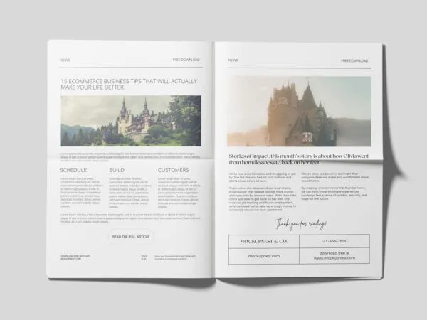 2 Newspaper Mockups in Top Vision 1