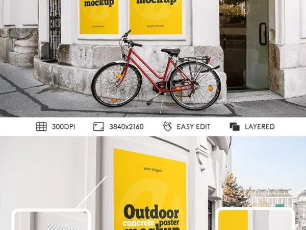 2 Outdoor Concrete Poster Mockups in Urban Setting 1