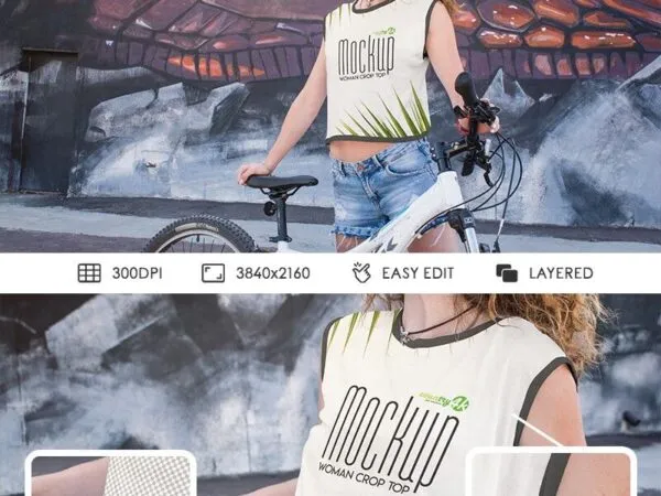 2 Outdoor Mockups Featuring a Woman Wearing a Crop Top 1