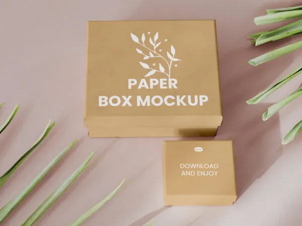 2 Paper Gift Boxes Mockup in Perspective Sight 1
