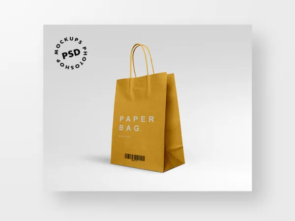 2 Paper Shopping Bag Mockups in Front and 34 Views 1