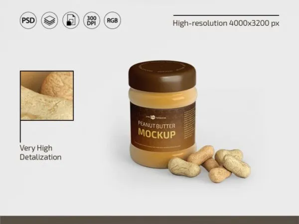 2 Peanut Butter Jar with Peanuts Mockups from Different Views 1