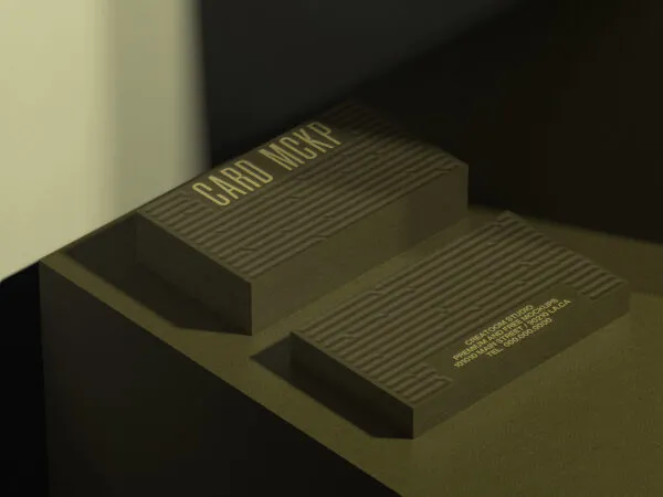 2 Pile of Isometric Business Cards Mockup with Shadow 1