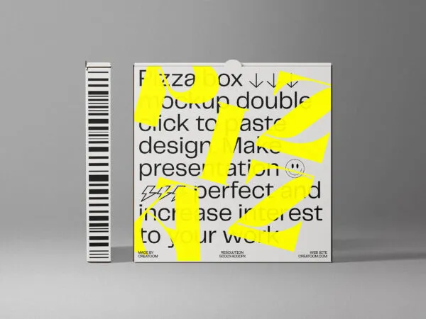 2 Pizza Boxes Mockup in Front and Side View 1