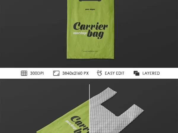 2 Plastic Carrier Bag Mockups in Different Angles 1