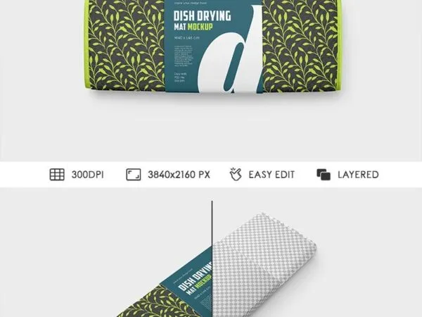 2 Shots of Dish Drying Mat Mockup 1