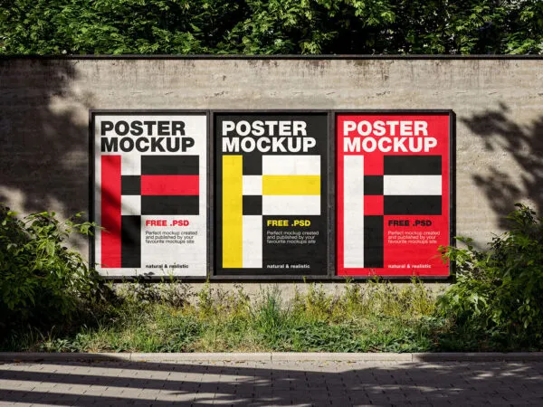 2 Shots of Posters Mockup on Old Wall 1
