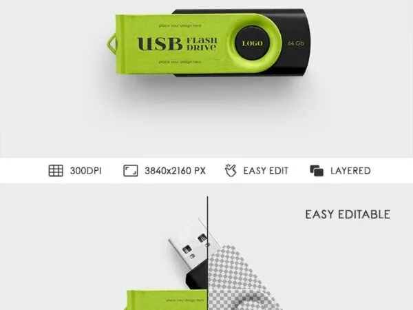 2 Shots of USB Flash Drive Mockup 1