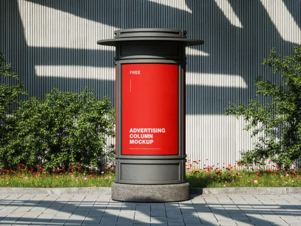 2 Showcases of Advertising Column Mockup 1