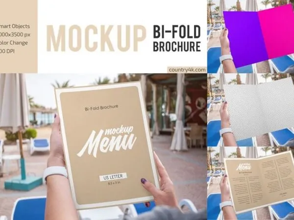 2 Sights of Bi Fold Restaurant Menu Mockup 1