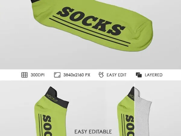 2 Socks Mockups in Different Views 1