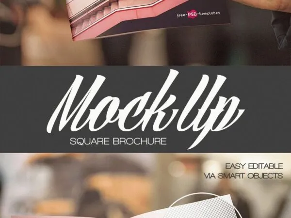 2 Square Brochure Mockups Held in Hand 1