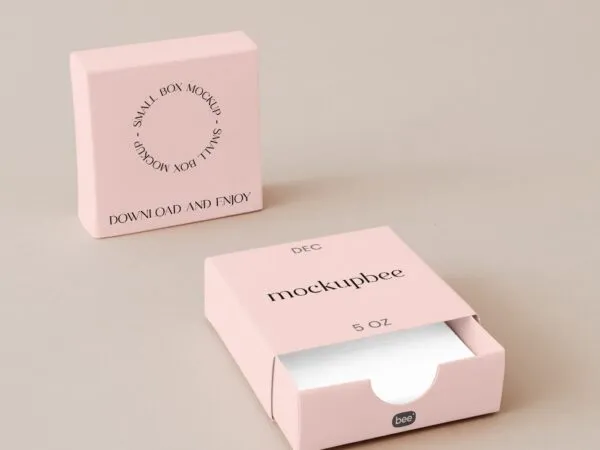 2 Square Small Boxes Mockup in Perspective Sight 1