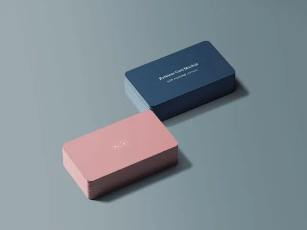 2 Stacks Of Business Card Mockup with Rounded Corners 1