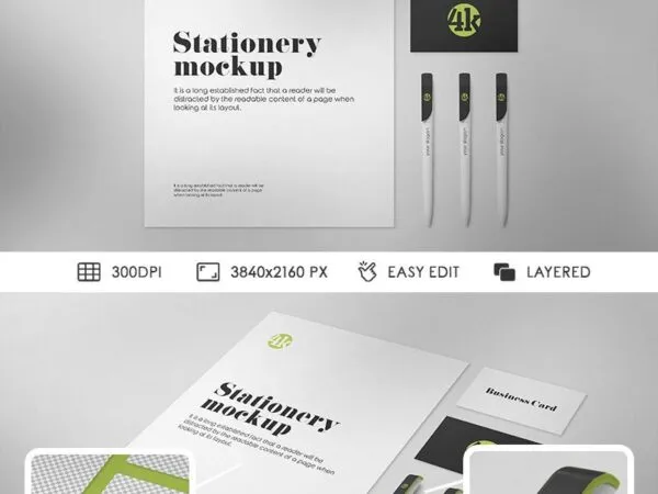2 Stationery Mockups Including Pens Business Cards and Letterhead 1