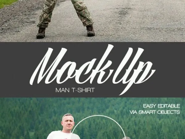 2 T Shirt Mockups of a Model Standing in Nature 1