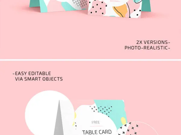 2 Table Card Mockups in Perspective View 1