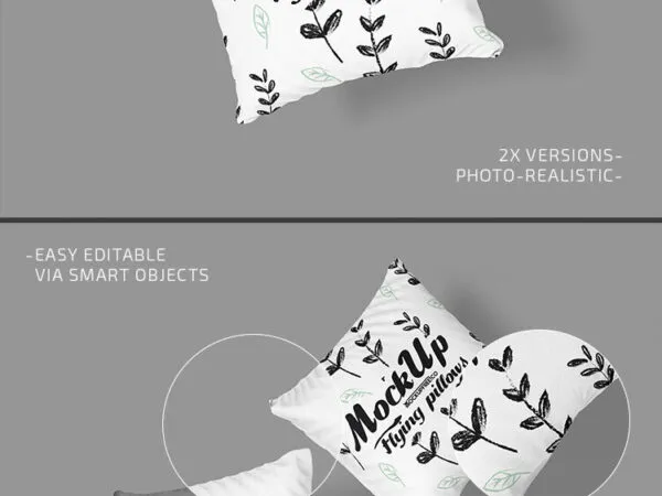 2 Top View Mockups of Floating Square Pillows 1
