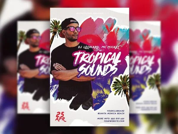 2 Tropical DJ Party Flyer and Facebook Cover Templates 1