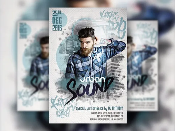 2 Urban Modern DJ Party Flyer and Facebook Templates 1