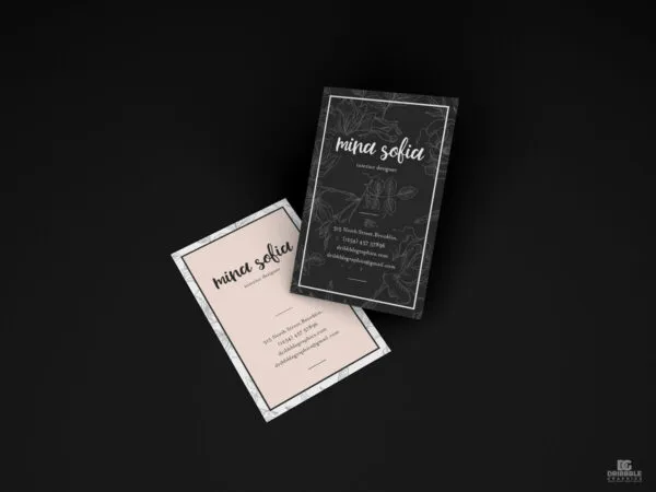 2 Vertical Floating Business Cards Mockup in Plain Setting 1
