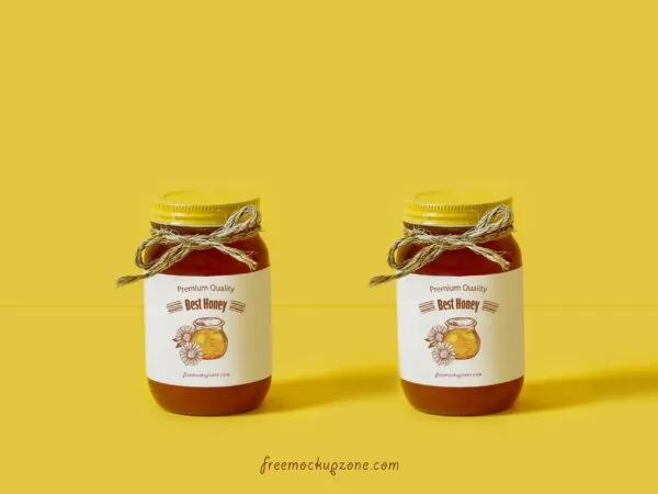 2 Vertical Honey Bottles Mock Up 1
