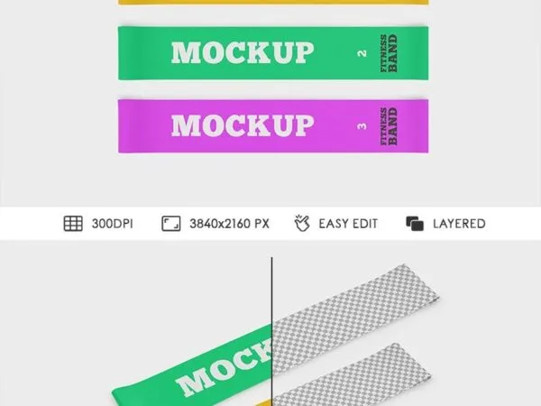 2 Views of Fitness Resistance Bands Mockup 1