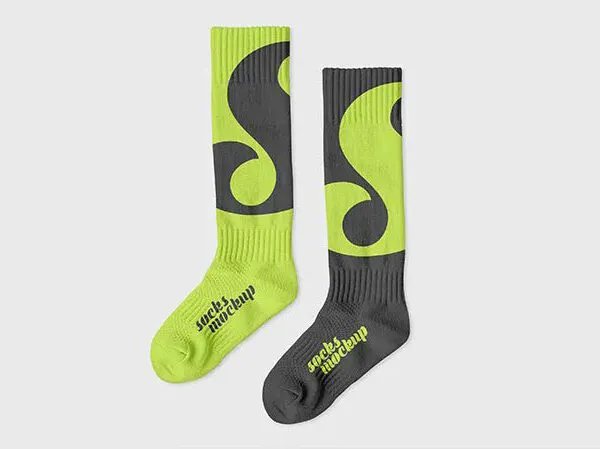 2 Views of Long Socks Mockups 1