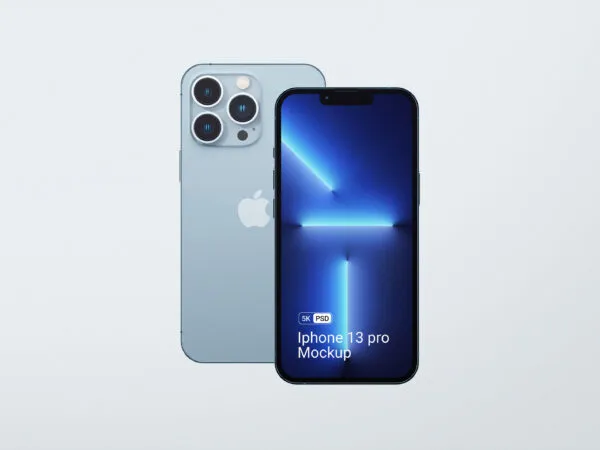 2 iPhones 13 Pro Mockup in Front View 1