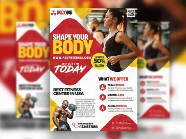 3 Abstract Fitness Center Promotional Flyer Templates 1