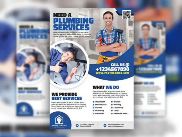 3 Abstract Plumbing Service Flyer Templates 1