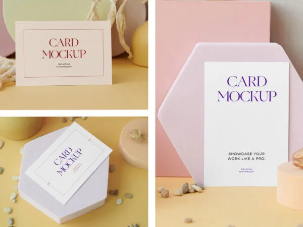 3 Angles of Rectangular Card Mockups 1