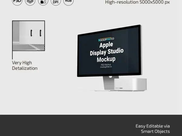 3 Apple Display Studio Mockups in Various Sight 1