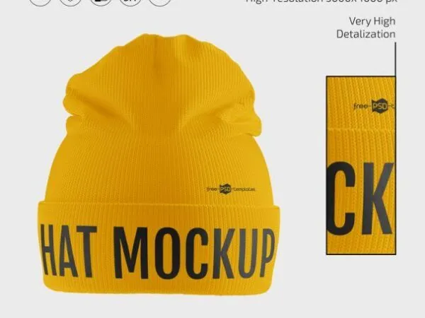 3 Beanie Hat Mockups in Different Views and Positions 1