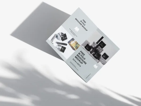 3 Bifold Brochure Mockups from the Top View with Extended Shadows 1