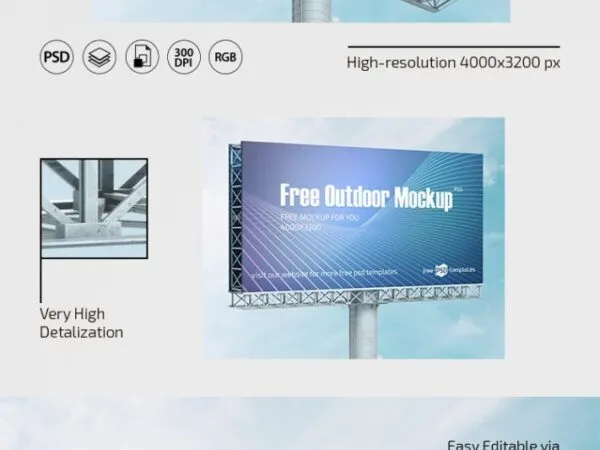 3 Billboard Mockups Against Sky from Different Views 1