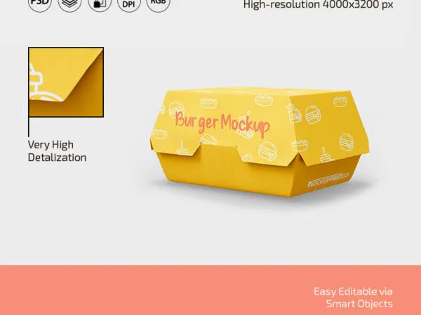 3 Burger and Packaging Mockup 1