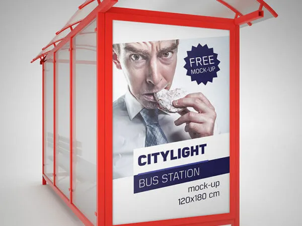 3 Bus Station City Light Mockups in Different Views 1