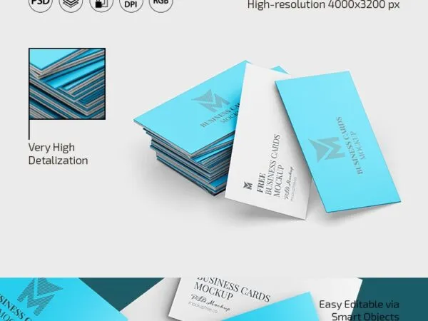 3 Business Cards Mockup in Different Shots 1